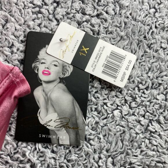 NWT MARILYN MONROE 1x Halter Shimmery Cashmere Rose Swim Top - Picture 3 of 7